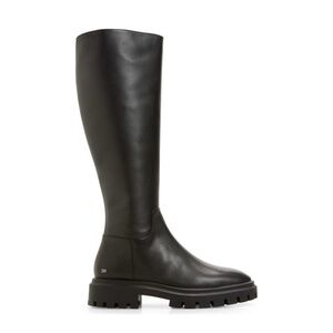 New Stuart Weitzman Ultra Lug Leather Knee High Boot Black Sz 6
